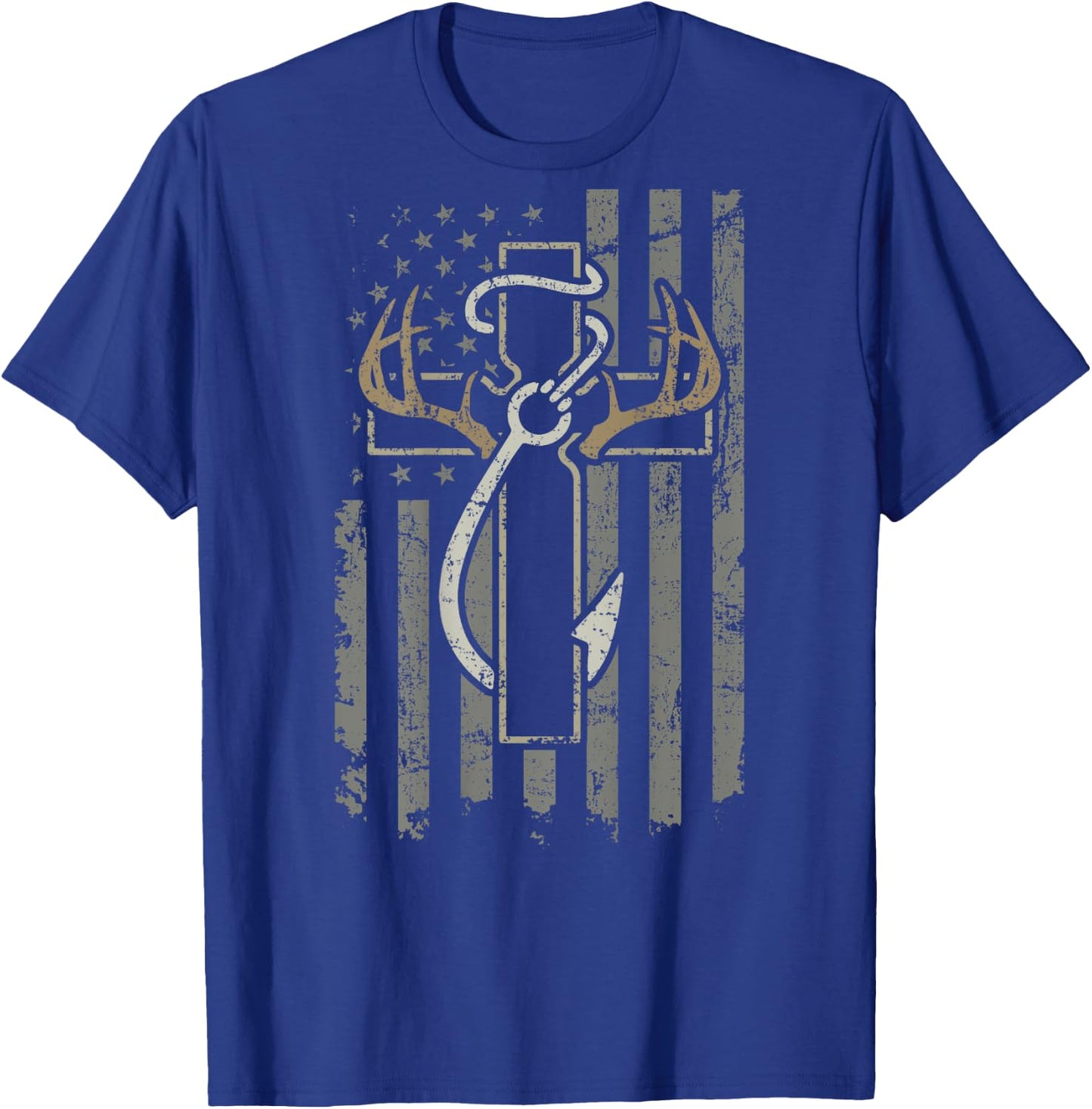 Fishing Faith Hunting - Christian Hunter Fisherman (ON BACK) T-Shirt - T-Shirt | Royal