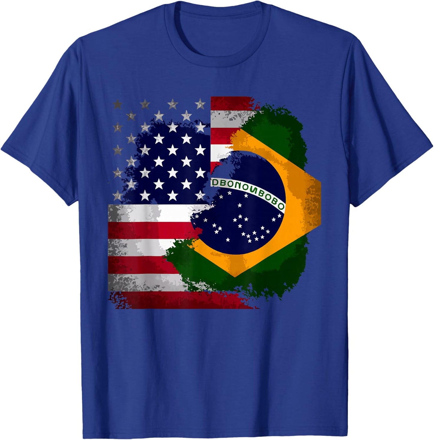 Half American Half Brazilian USA Flag Brazil America T-Shirt - T-Shirt | Royal