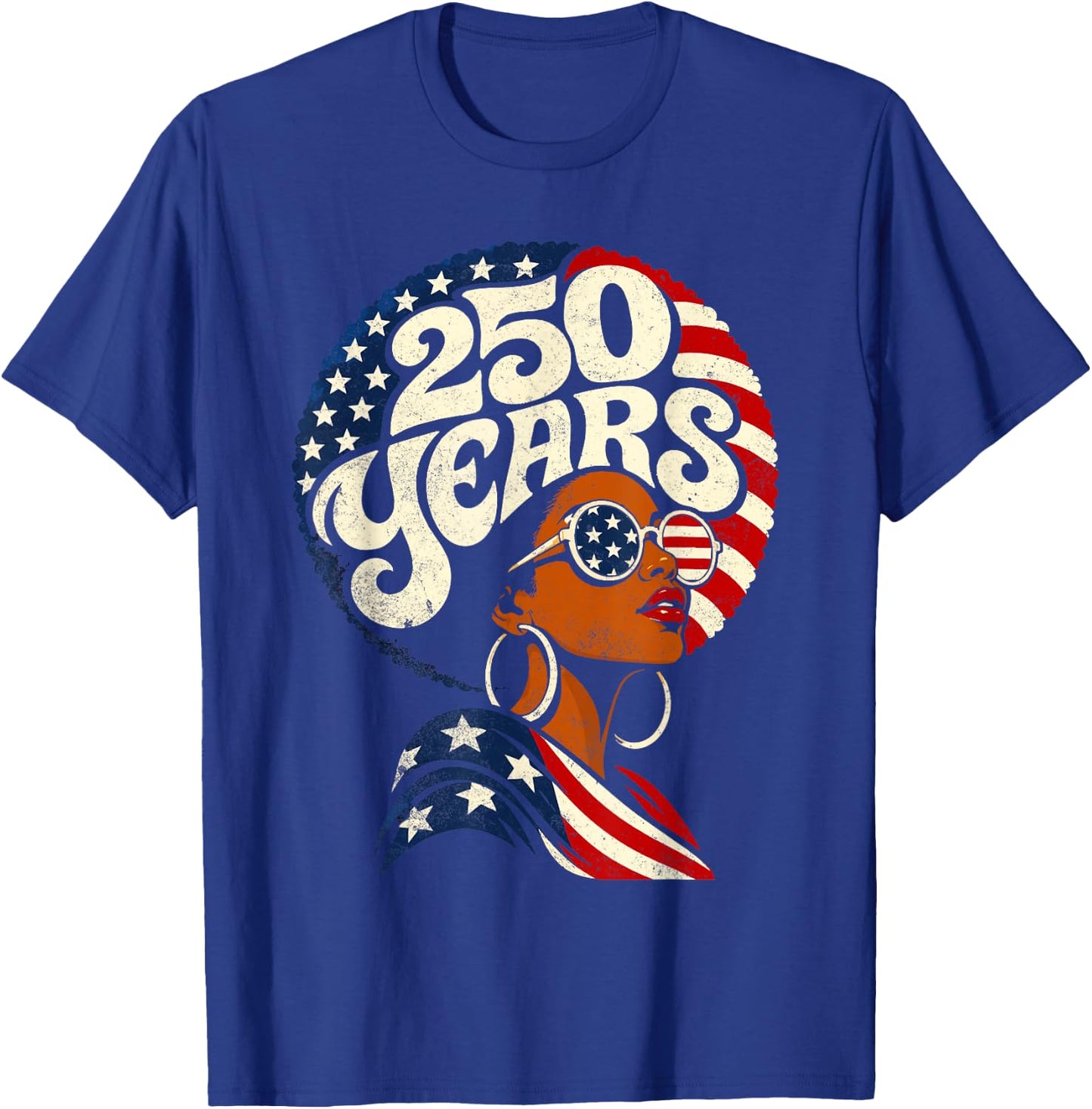 Fourth of July Black African American 250th Anniversary USA T-Shirt - T-Shirt | Royal