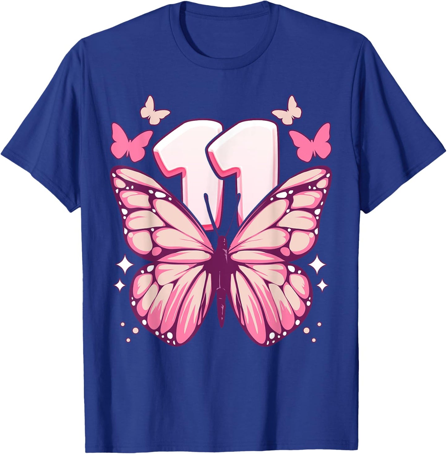 Geburtstagskind 11 Jahre, Schmetterlinge und Nummer 11 T-Shirt - T-Shirt | Royal