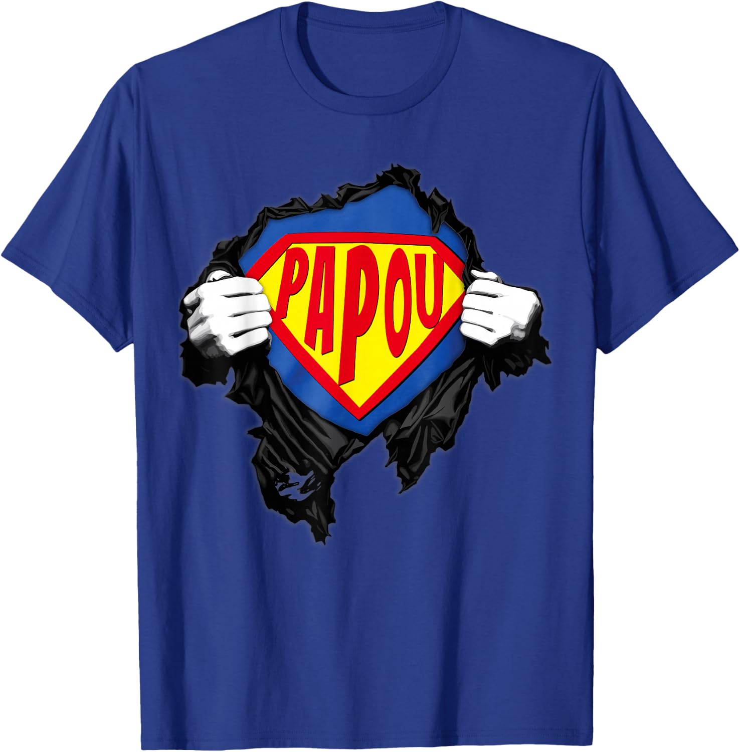 Papou, Superhero Gift Humour Grandfather's Day Papou , Black, S T-Shirt - T-Shirt | Royal