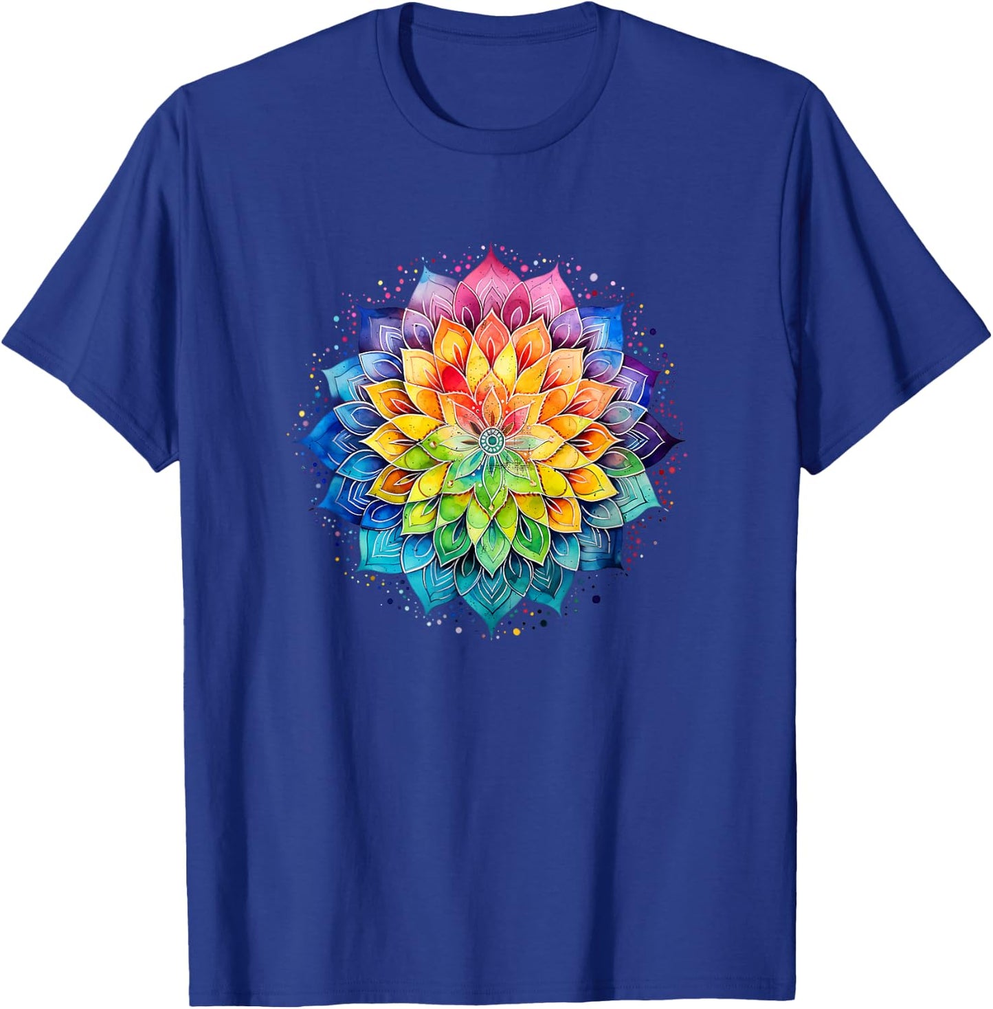 Lotus Flower Rainbow Mandala Yoga Meditation Mindfulness , black T-Shirt - T-Shirt | Royal