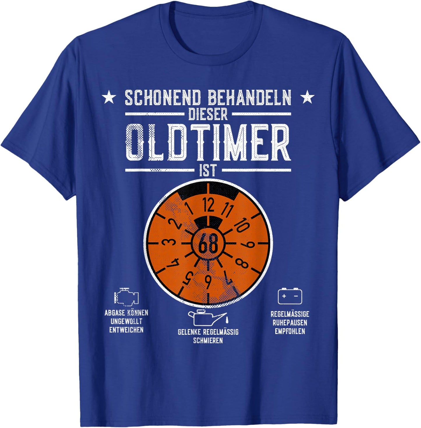 HU Plaque Gentle Treat Oldtimer ist 68th Birthday , black T-Shirt - T-Shirt | Royal