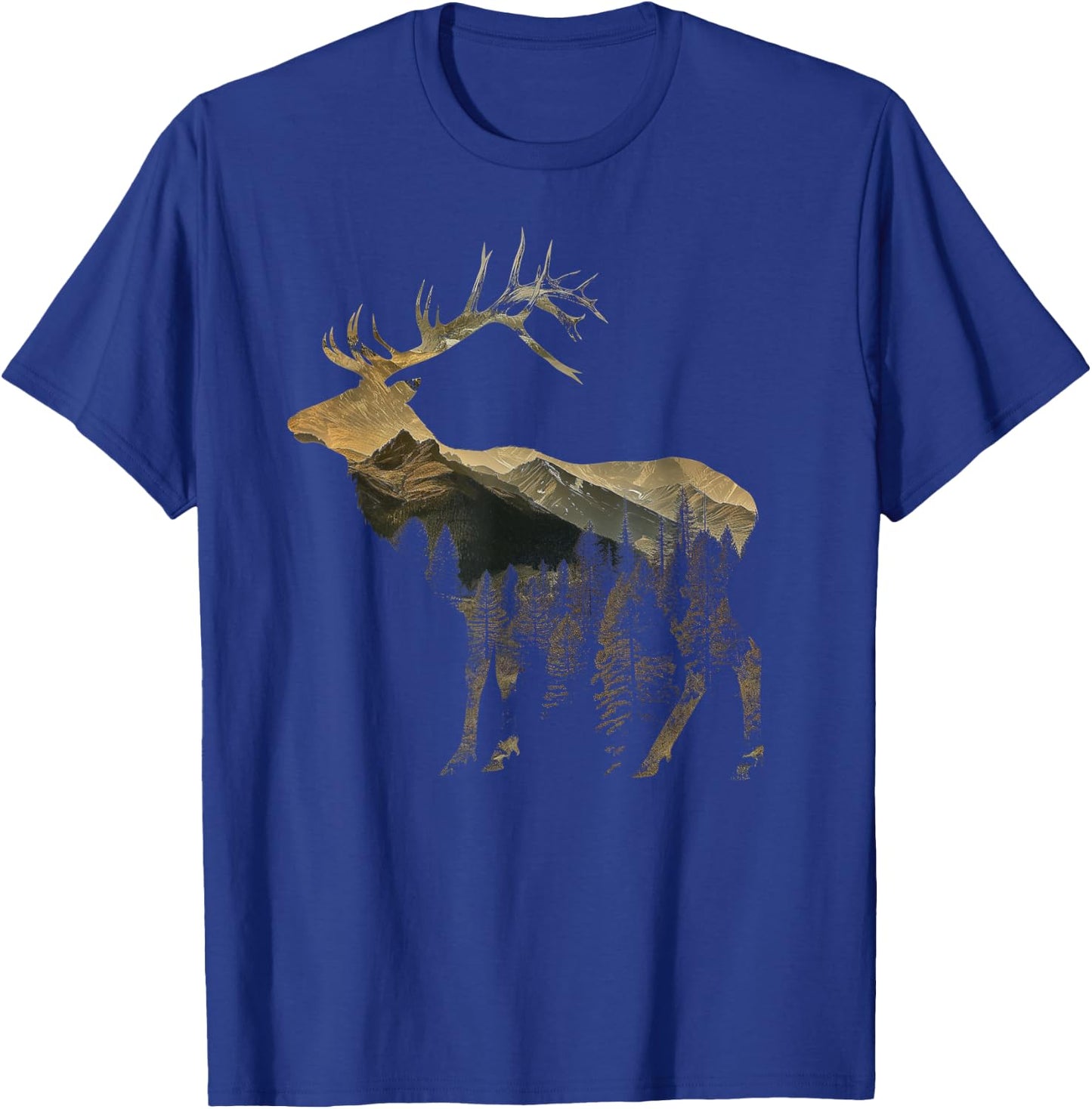 Elk Hunter Hunting Nature Lover Mountains Hiking T-Shirt - T-Shirt | Royal