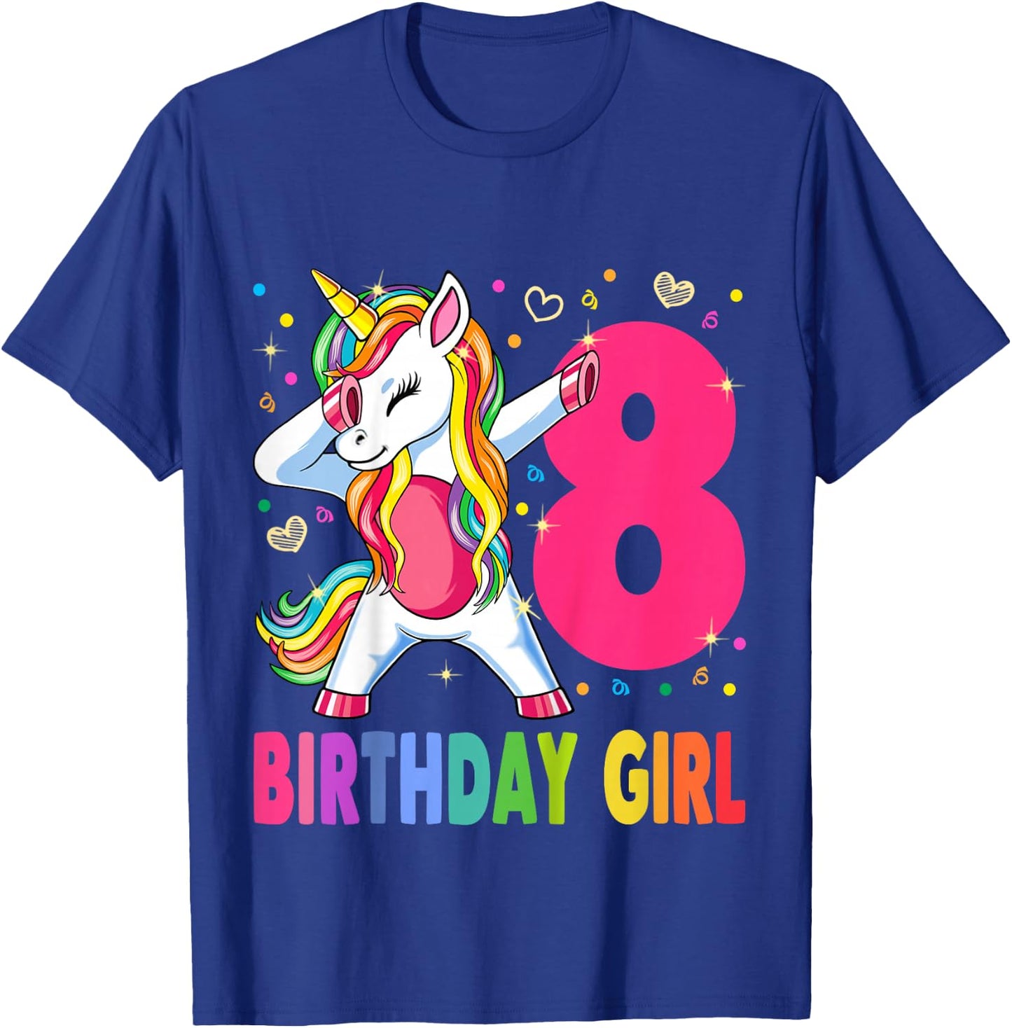 8th Birthday Girl Unicorn Shirt 8th Birthday Outfit T-Shirt - T-Shirt | Royal