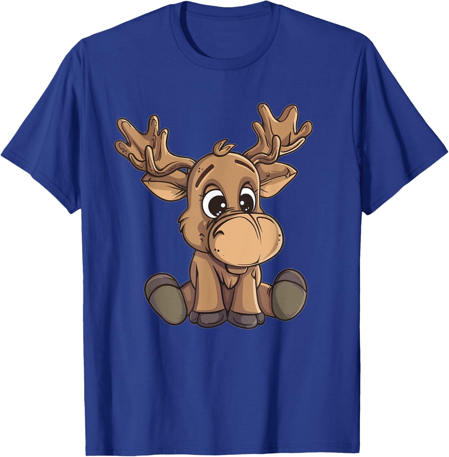 Cute Moose I Cartoon Moose T-Shirt - T-Shirt | Royal
