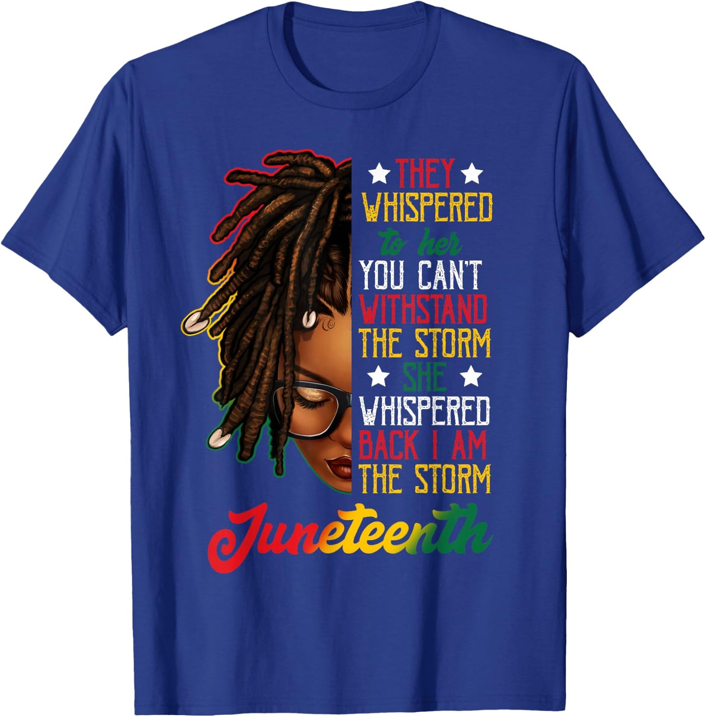 Juneteenth Black Women Dreadlocks Loc'd Hair Messy Bun T-Shirt - T-Shirt | Royal