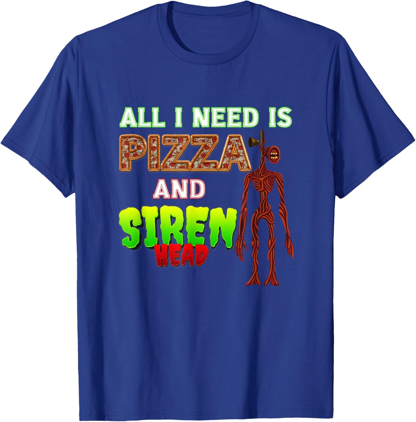 Scary Love Siren Head and Pizza T-Shirt - T-Shirt | Royal
