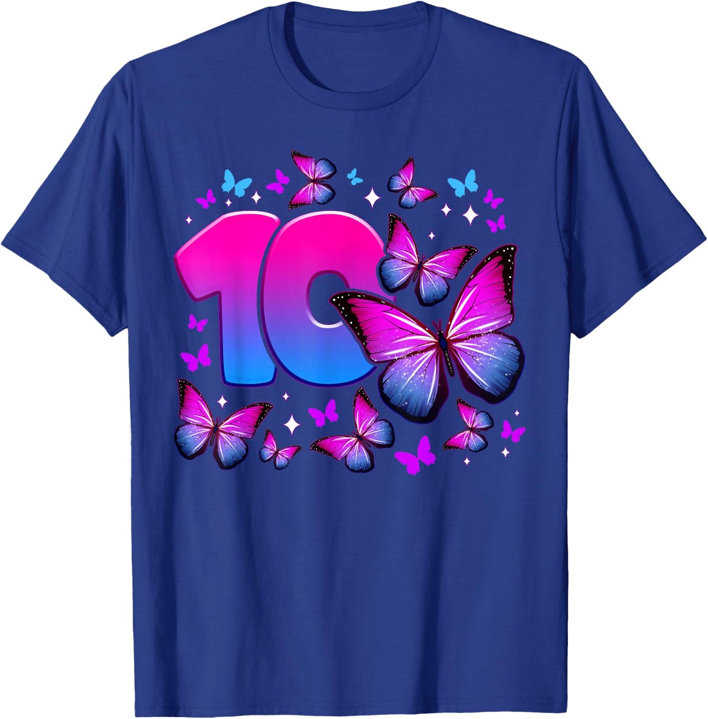 Birthday Girl 10 Years Old Butterfly Number 10 T-Shirt - T-Shirt | Royal