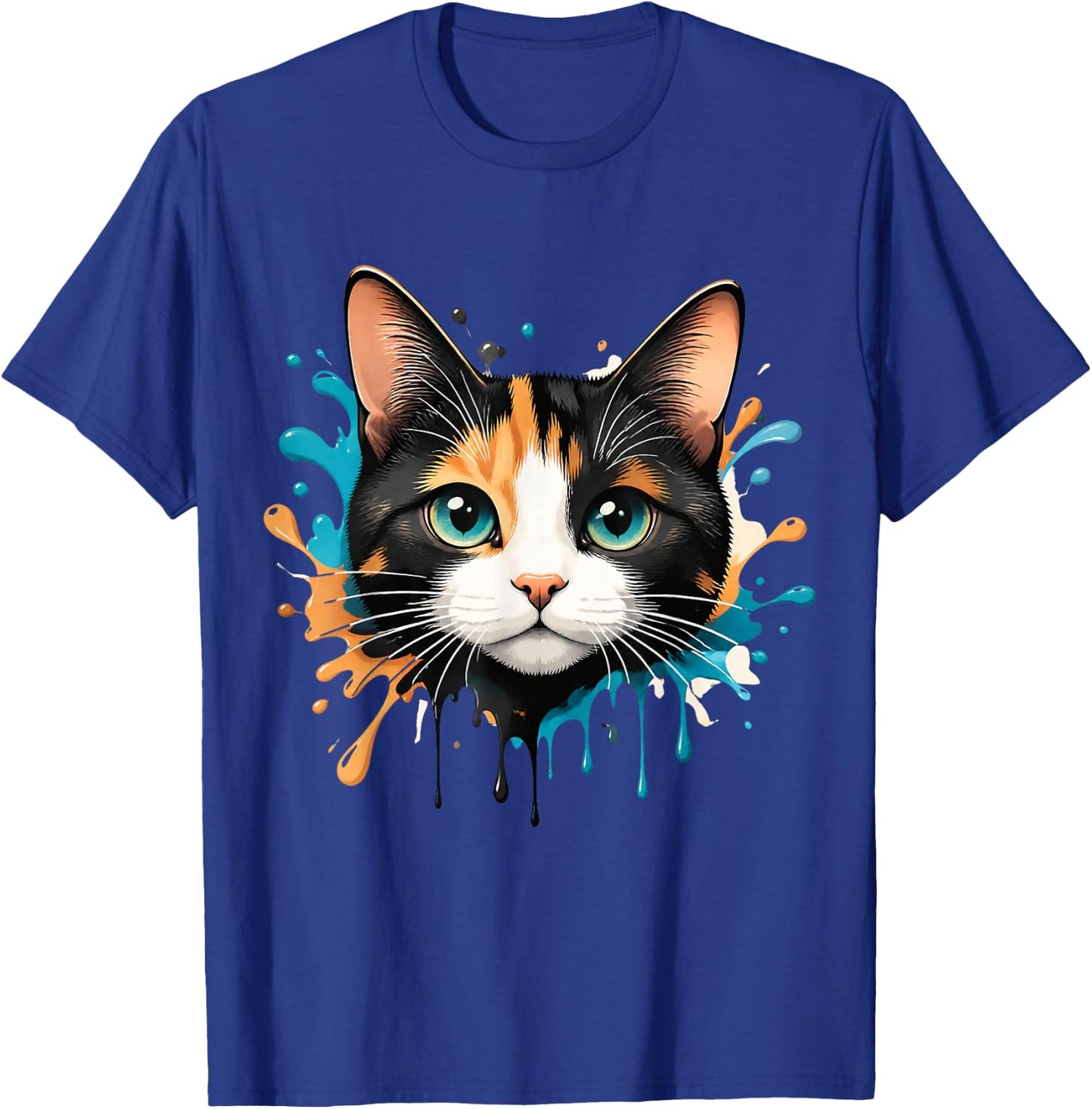 Motif Visage de Chat Splash Drip Pet Lover Kitten Parent Style Mignon T-Shirt - T-Shirt | Royal
