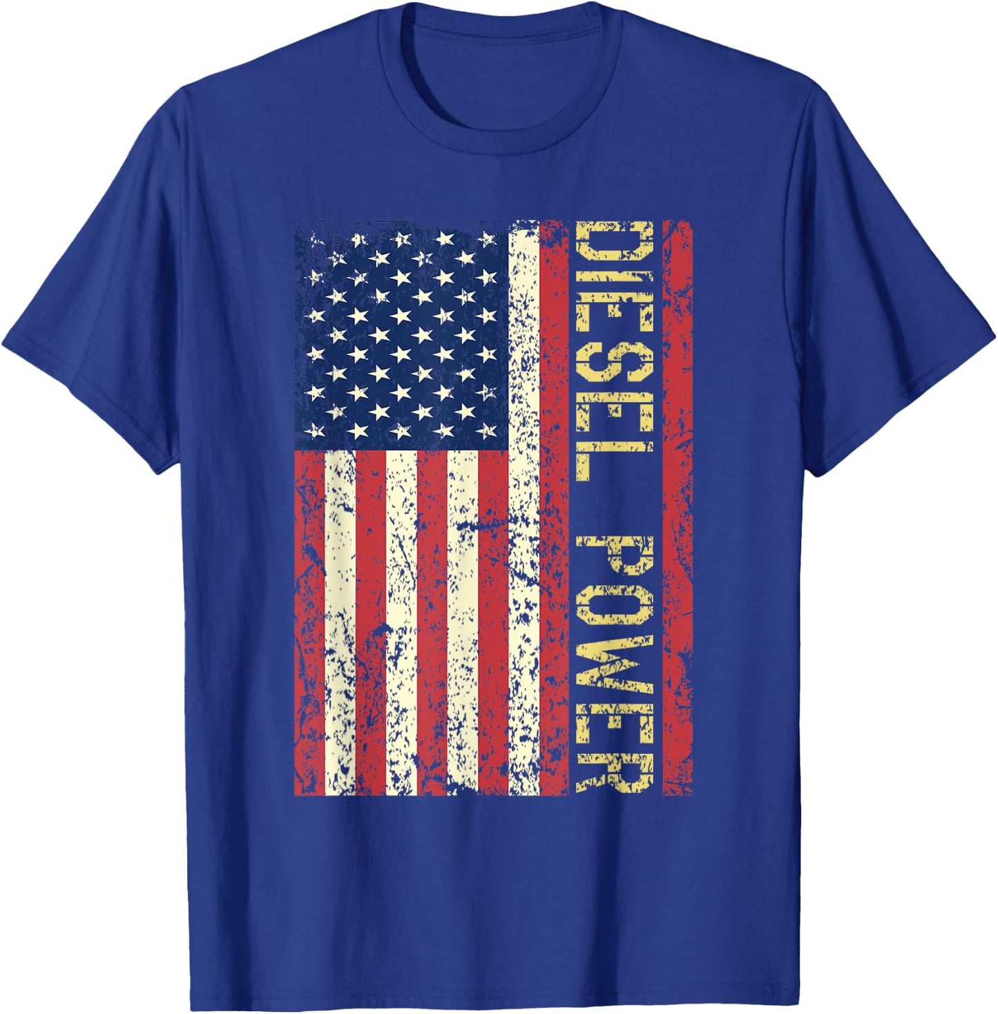 Vintage USA Flag Diesel Power Patriotic Truck Turbo Mechanic T-Shirt - T-Shirt | Royal