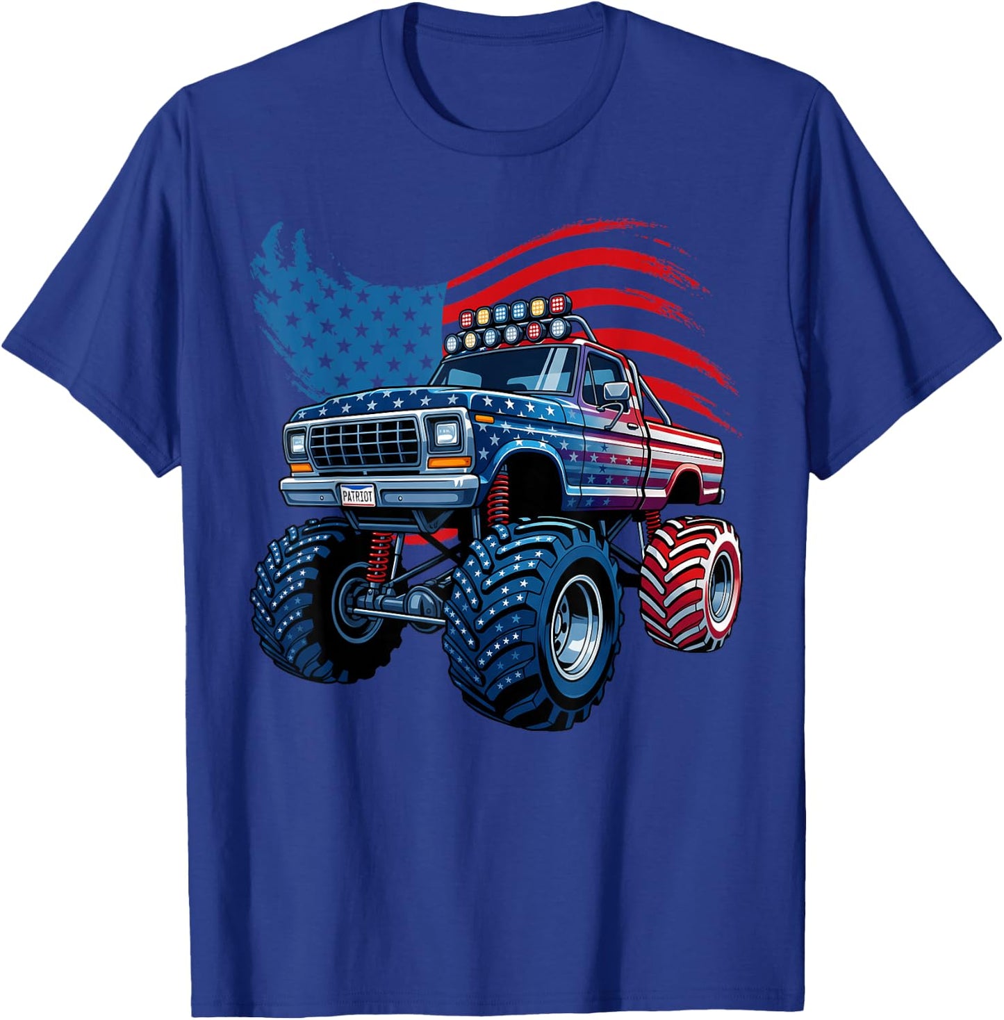4th of July Monster Truck American Flag Boys Kids Toddler T-Shirt - T-Shirt | Royal