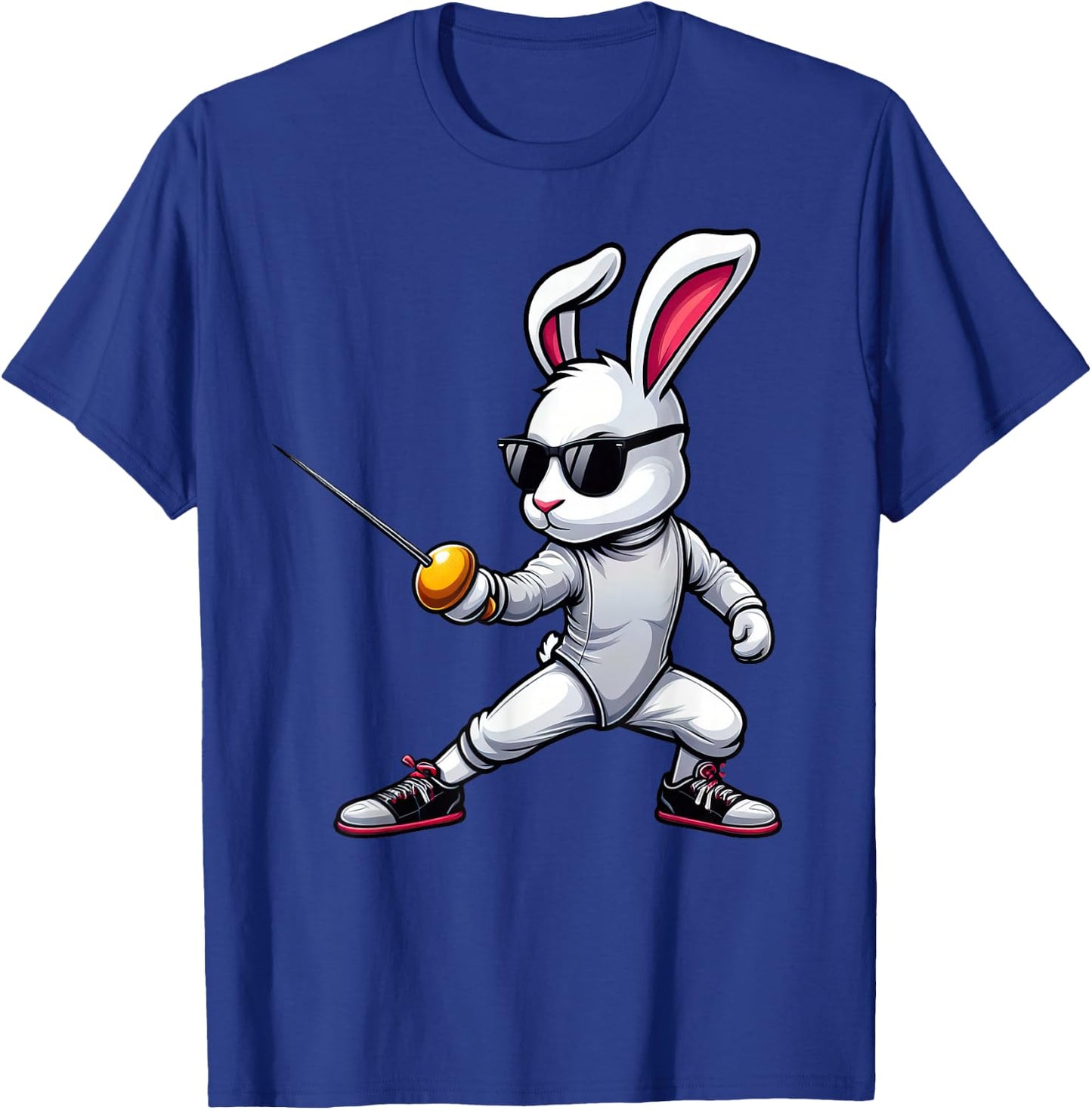 Funny Fencing Player Bunny Kids Men Easter Fencing T-Shirt - T-Shirt | Royal