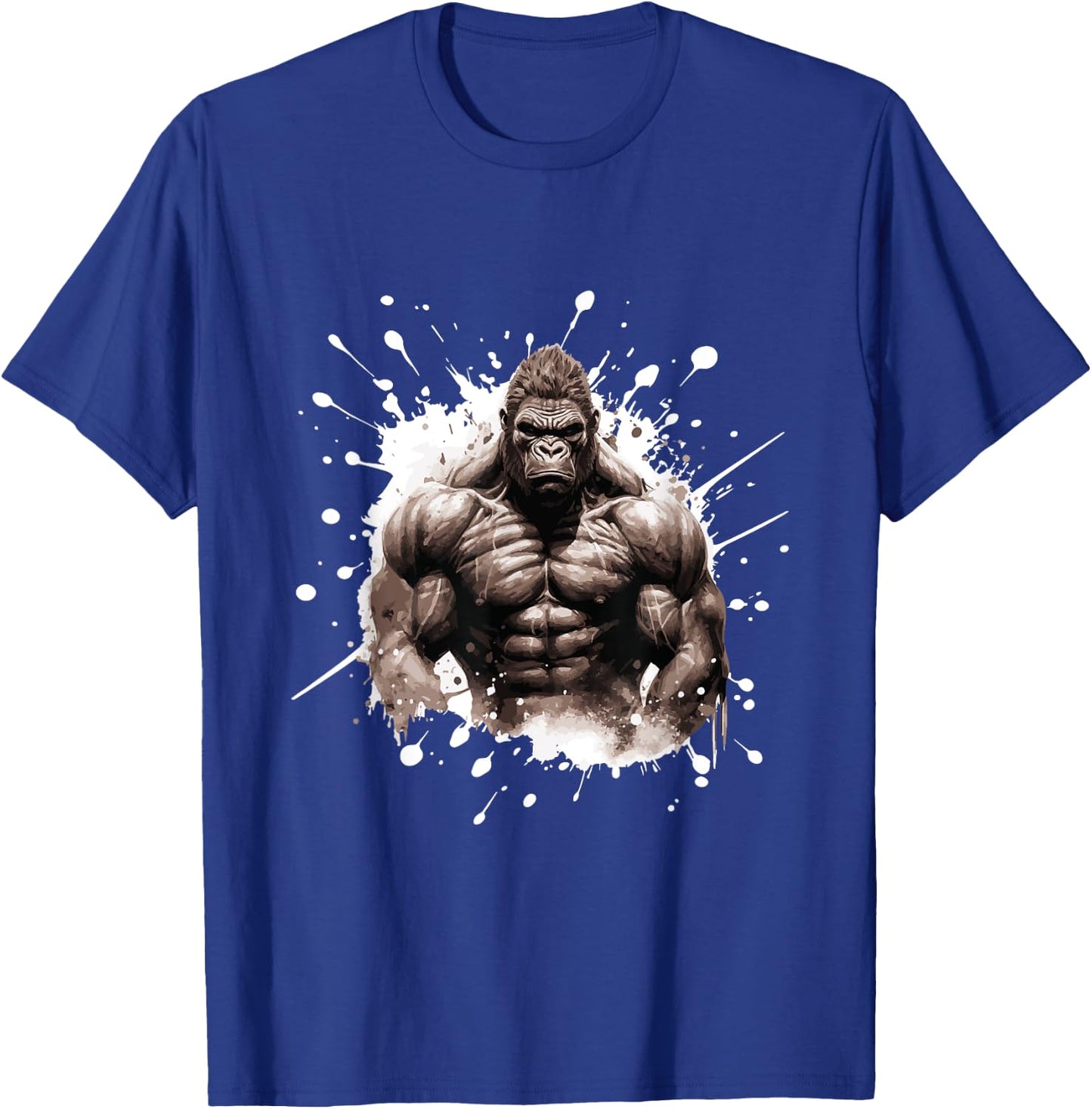 Gorilla with Muscles | Workout Gym Bodybuilding T-Shirt - T-Shirt | Royal