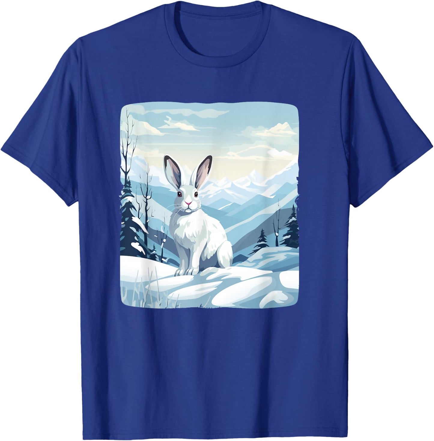 Cool Snow Mountains with Rabbit Animals for Snowshoe Rabbits T-Shirt - T-Shirt | Royal