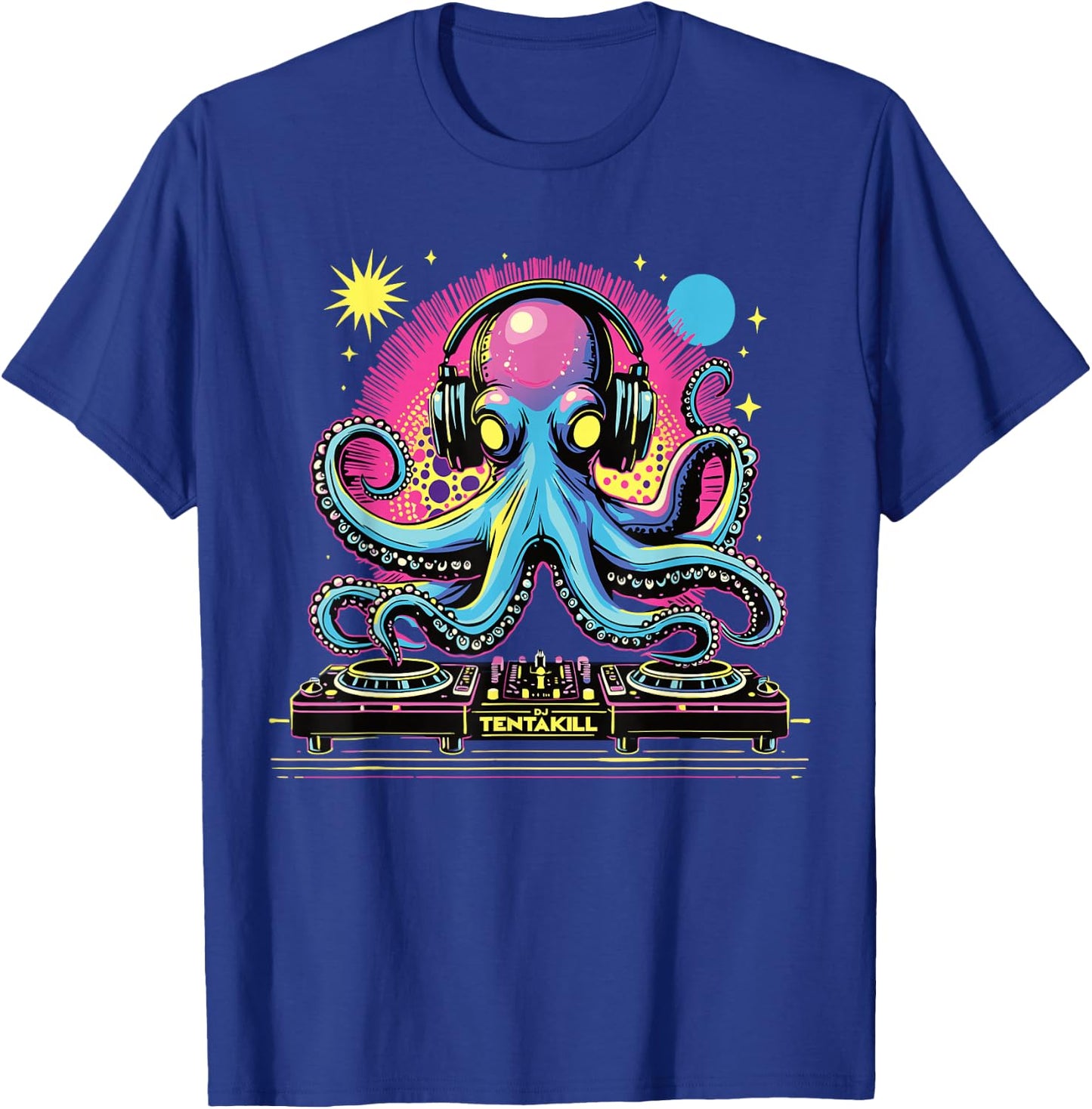 Trippy Octopus Alien Dj Funny EDM Festival Rave Cute Party T-Shirt - T-Shirt | Royal