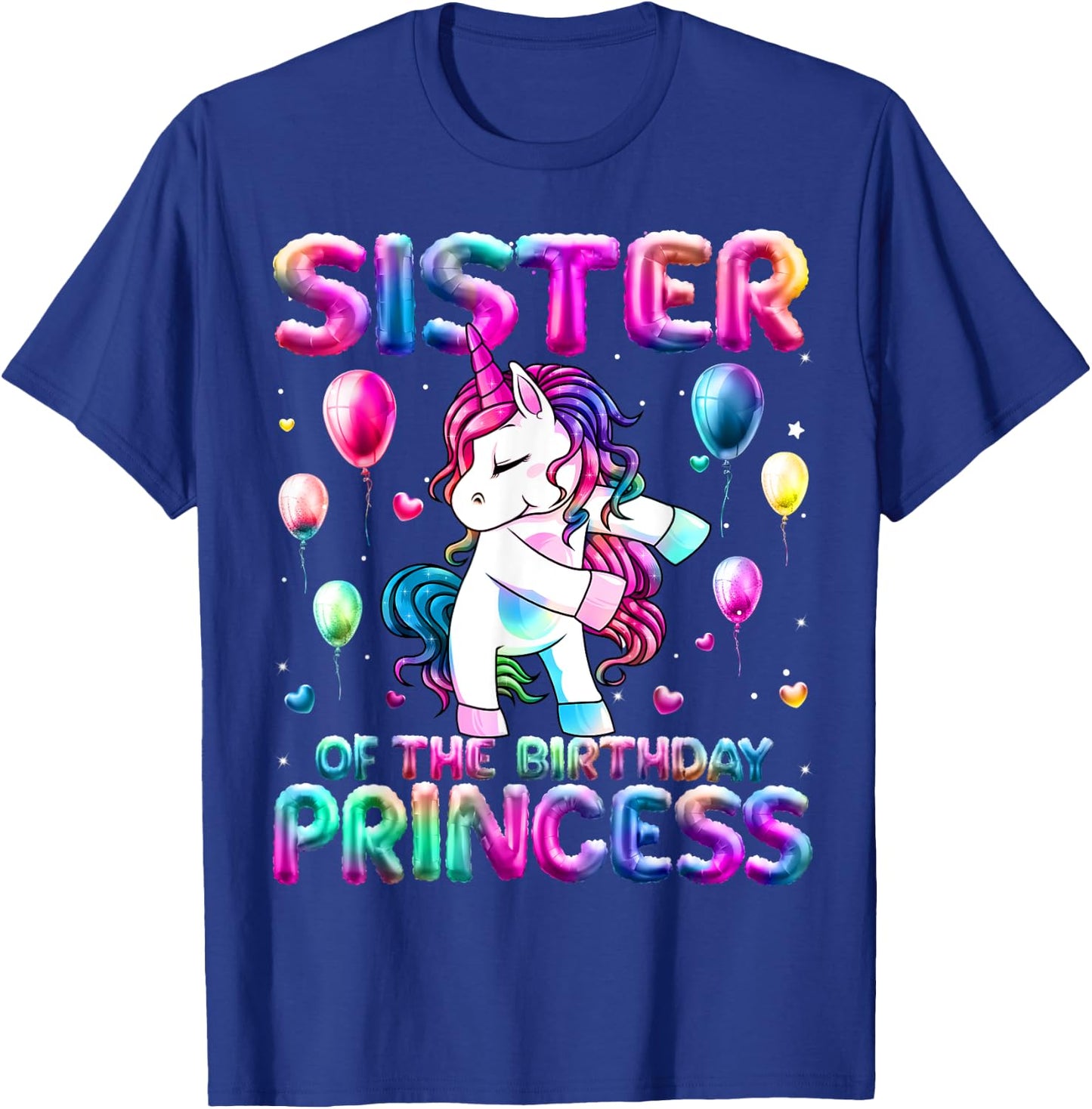 Sister of the Birthday Princess Girl Flossing Unicorn Sister T-Shirt - T-Shirt | Royal