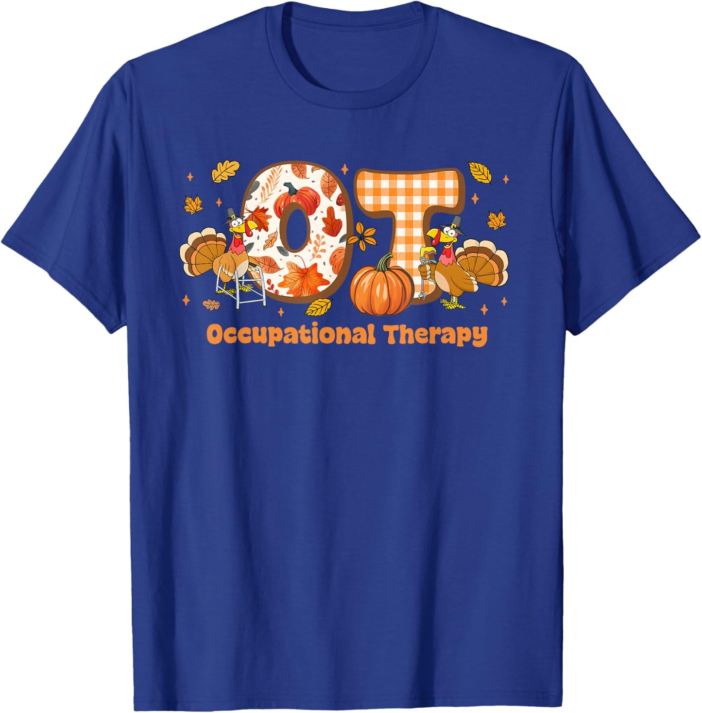 Occupational Therapy Groovy Turkey Autumn Thanksgiving T-Shirt - T-Shirt | Royal