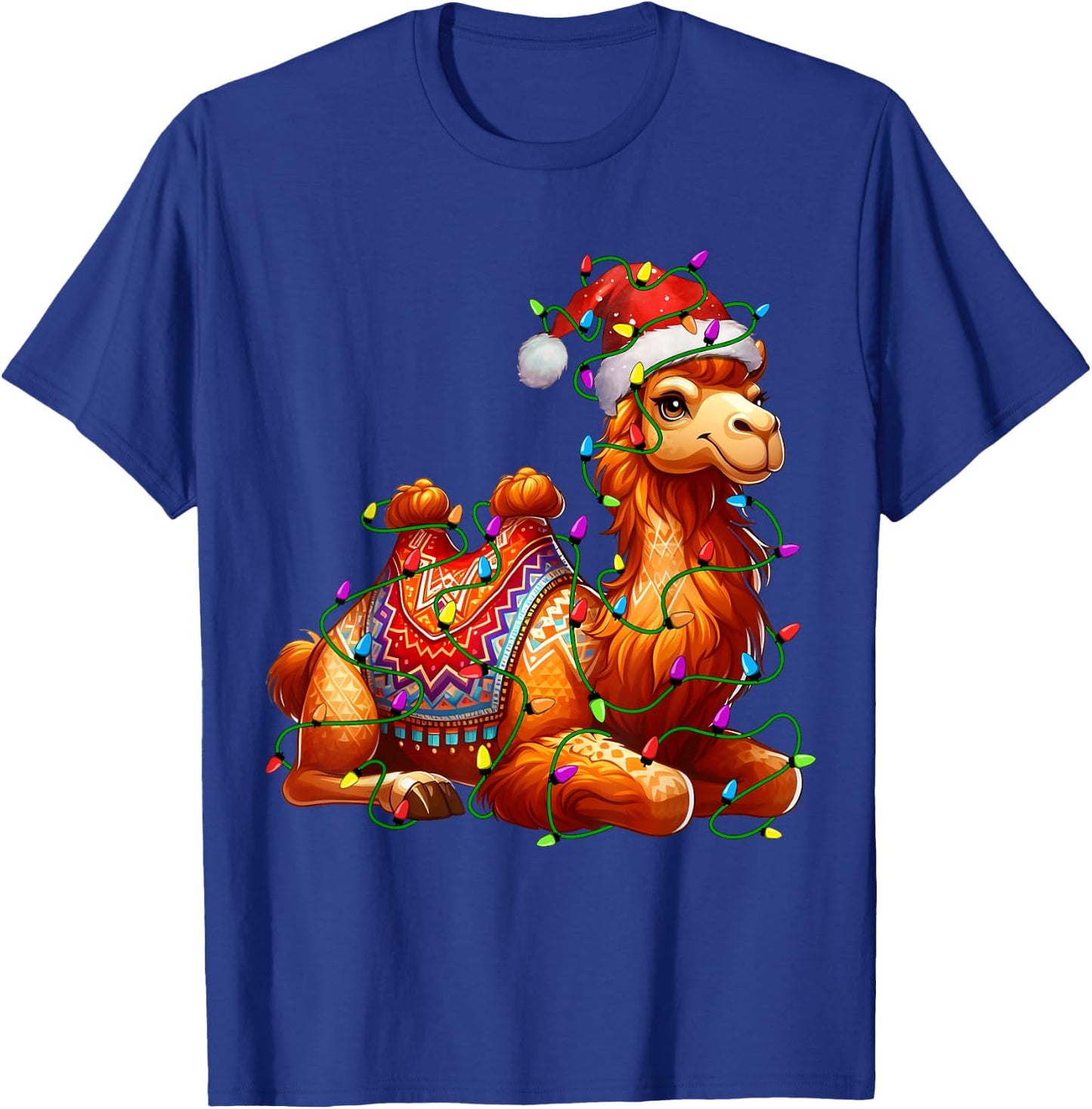 Camel Santa Christmas Tree Lighting Xmas Funny T-Shirt - T-Shirt | Royal