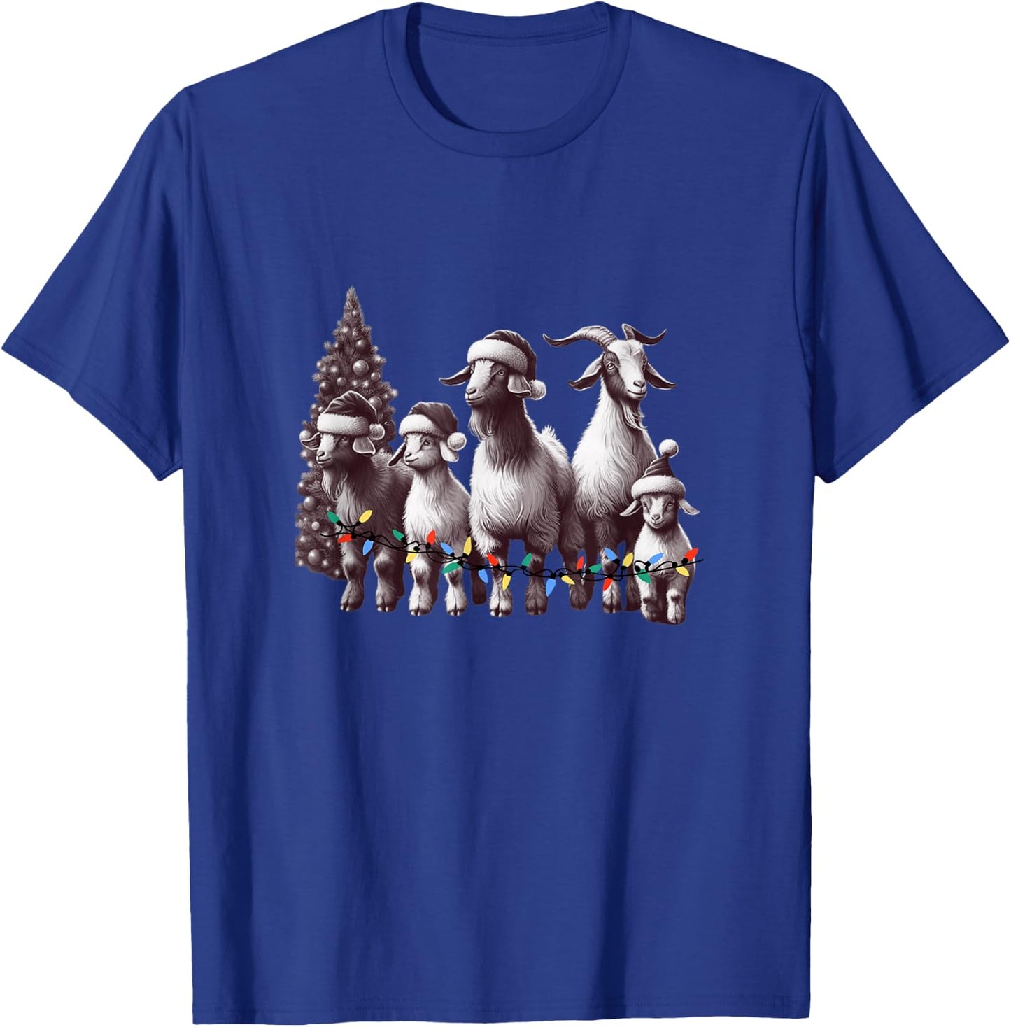 Christmas Goat with Santa Hat Goats Christmas Farmer T-Shirt - T-Shirt | Royal
