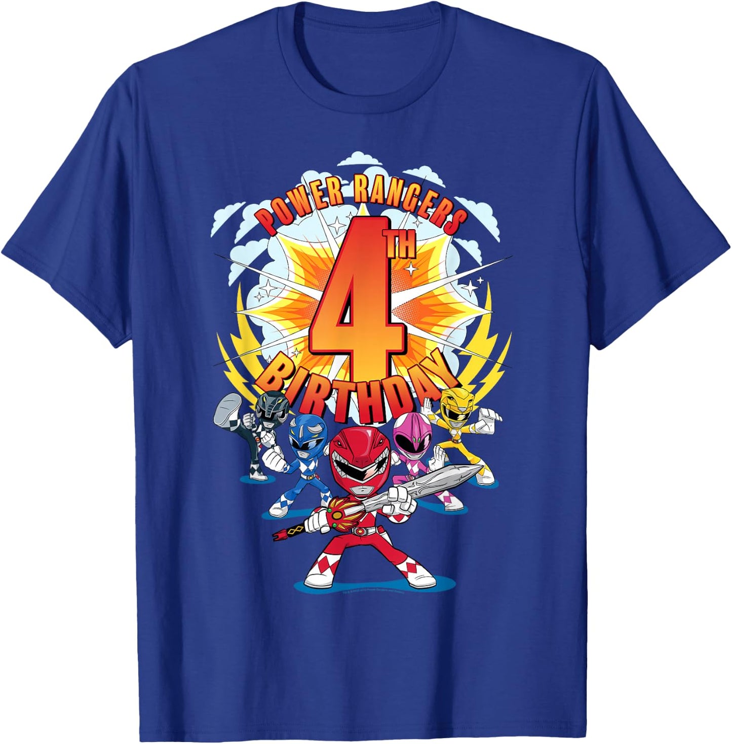 Power Rangers Awesome 4th Birthday Mini Action Shot T-Shirt - T-Shirt | Royal