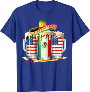 Cinco de Mayo Beer Mexican USA Flag Drinking Party Men Women T-Shirt - T-Shirt | Royal