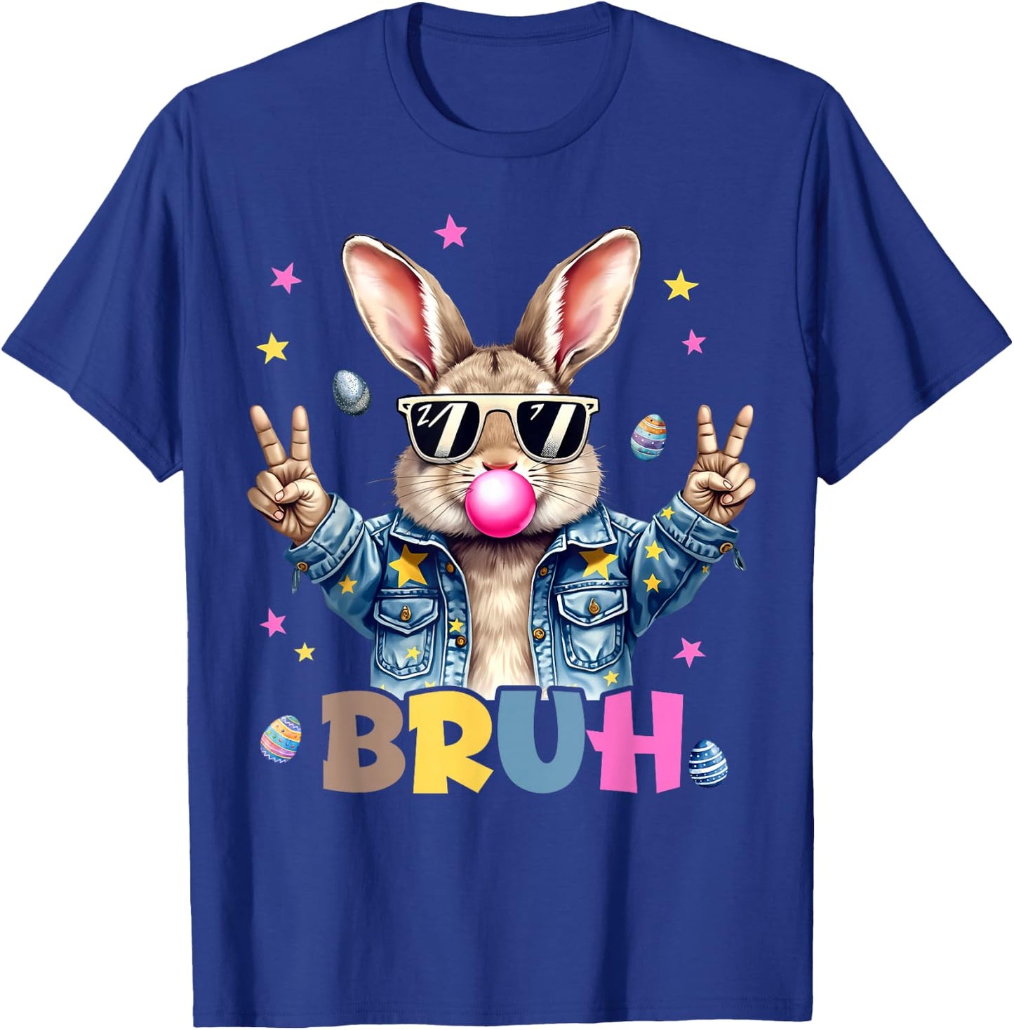Bruh Meme Easter Day Funny Bunny Eggs Teens Boys Kids Men T-Shirt - T-Shirt | Royal