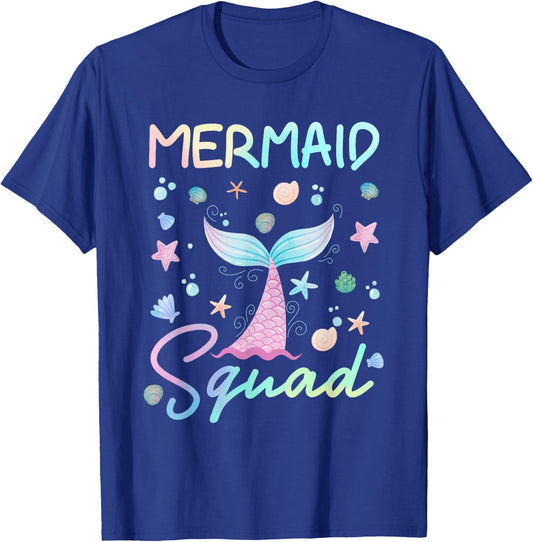 Tie Dye Mermaid Birthday Squad Family Matching Mermaid Squad T-Shirt - T-Shirt | Royal