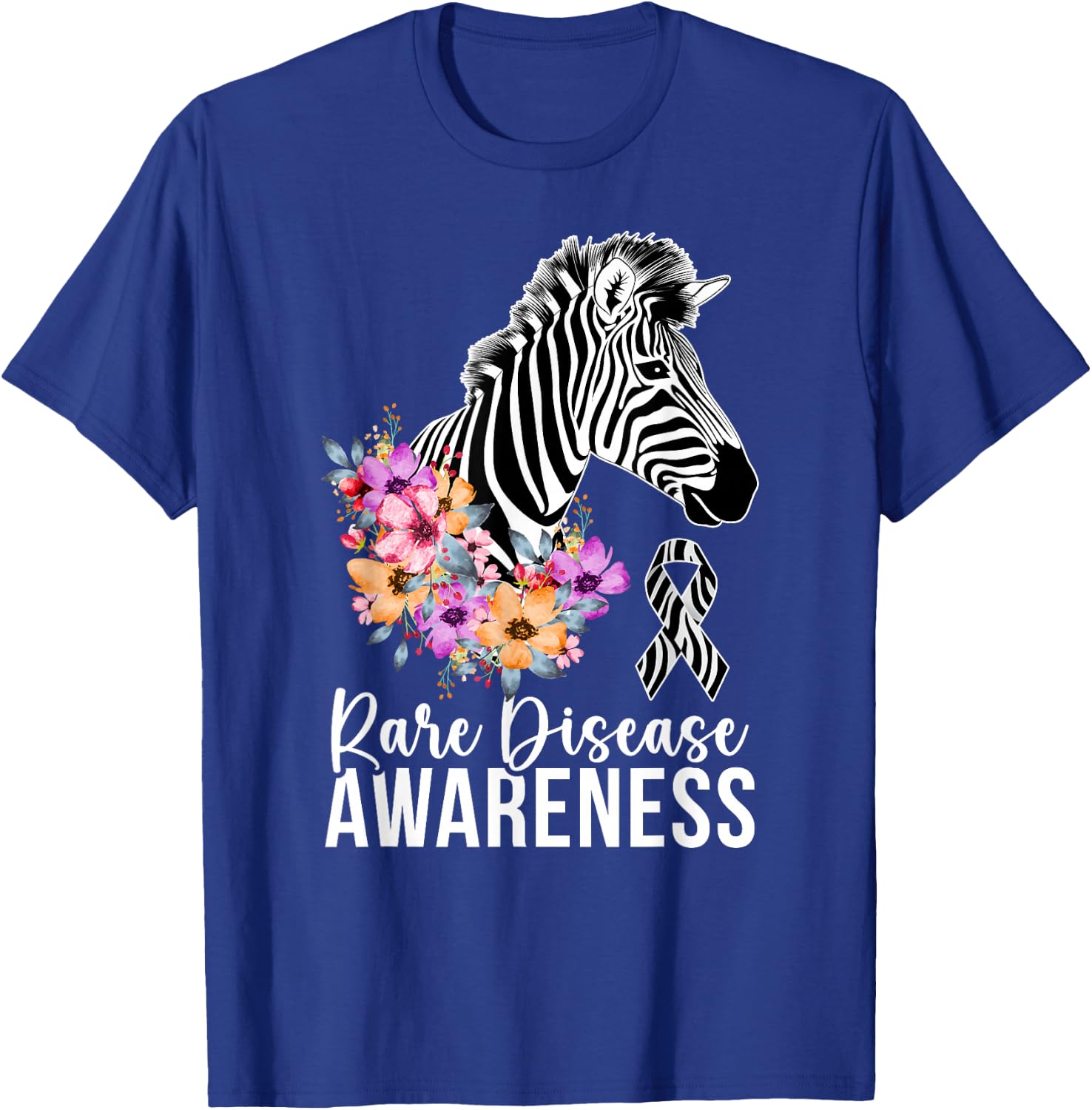 Rare Disease Awareness Zebra Rare Disease Warrior T-Shirt - T-Shirt | Royal