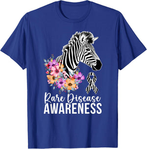 Rare Disease Awareness Zebra Rare Disease Warrior T-Shirt - T-Shirt | Royal