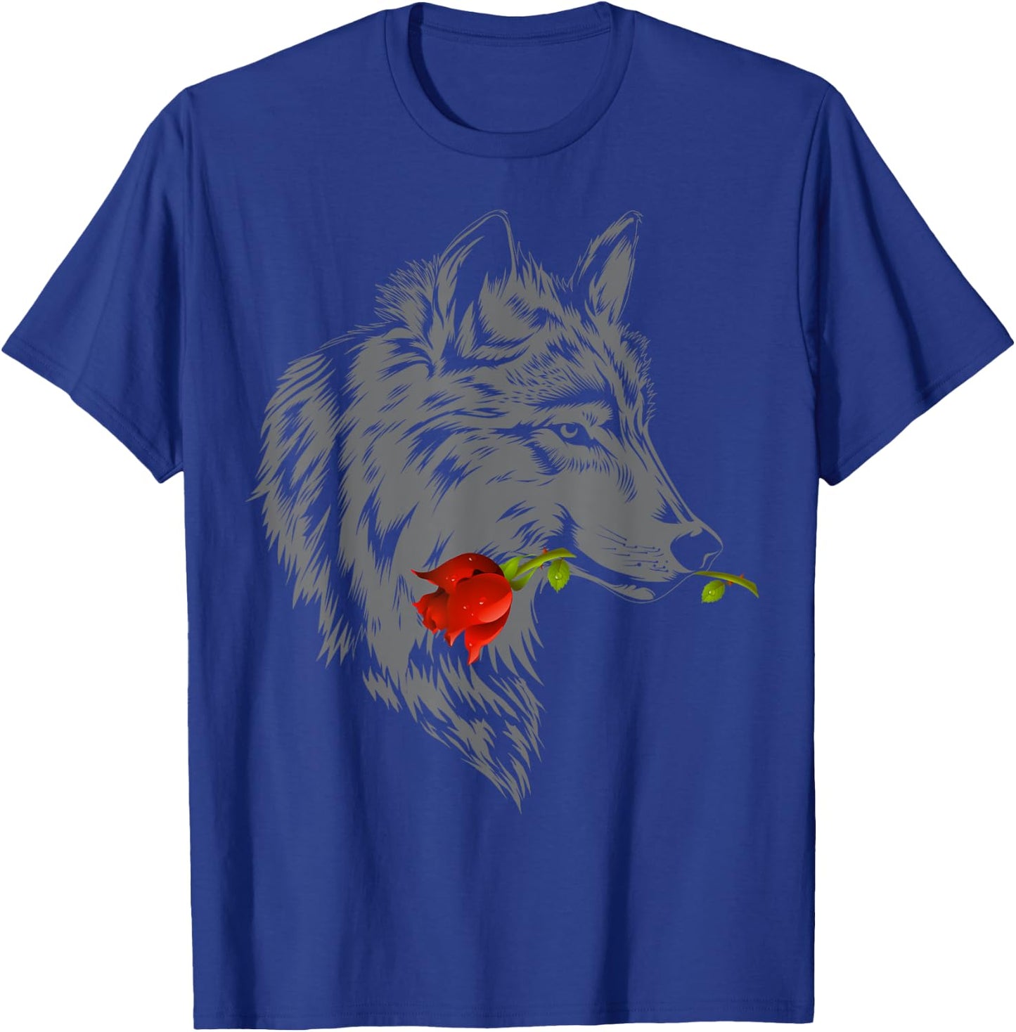Wolf Rose | Cute Valentine Gray Wolf Gift T-Shirt - T-Shirt | Royal