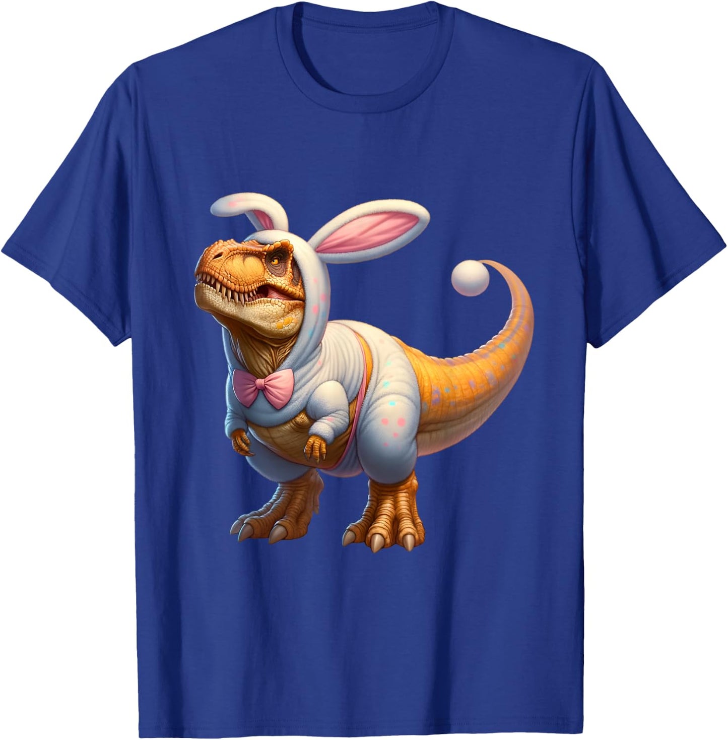 Funny easter bunny dinosaur t-rex apparel -Adults, -Kids Multicolor Cartoon Dinosaur Easter Classic Small Short Sleeve T-Shirt - T-Shirt | Royal
