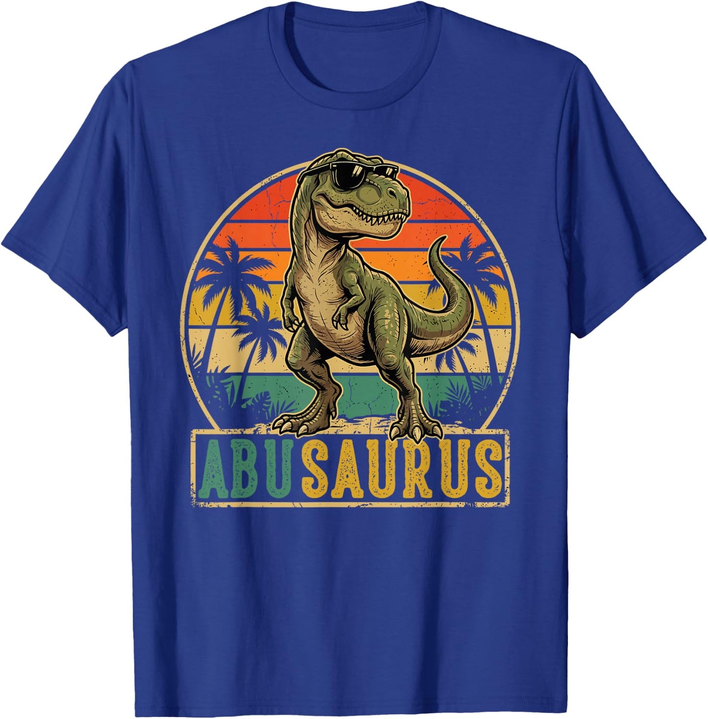 ABU Saurus Vintage T-Rex Dinosaur Fathers Day T-Shirt - T-Shirt | Royal