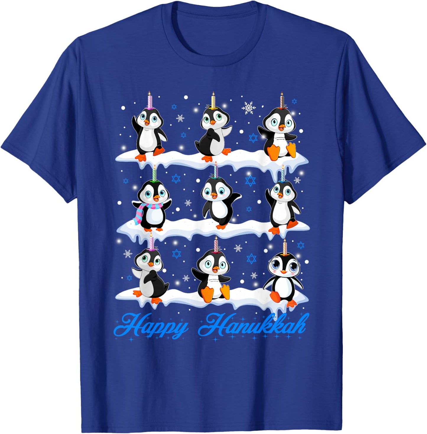 Happy Hanukkah Penguin Chanukkah Jewish Holiday Pajama T-Shirt - T-Shirt | Royal