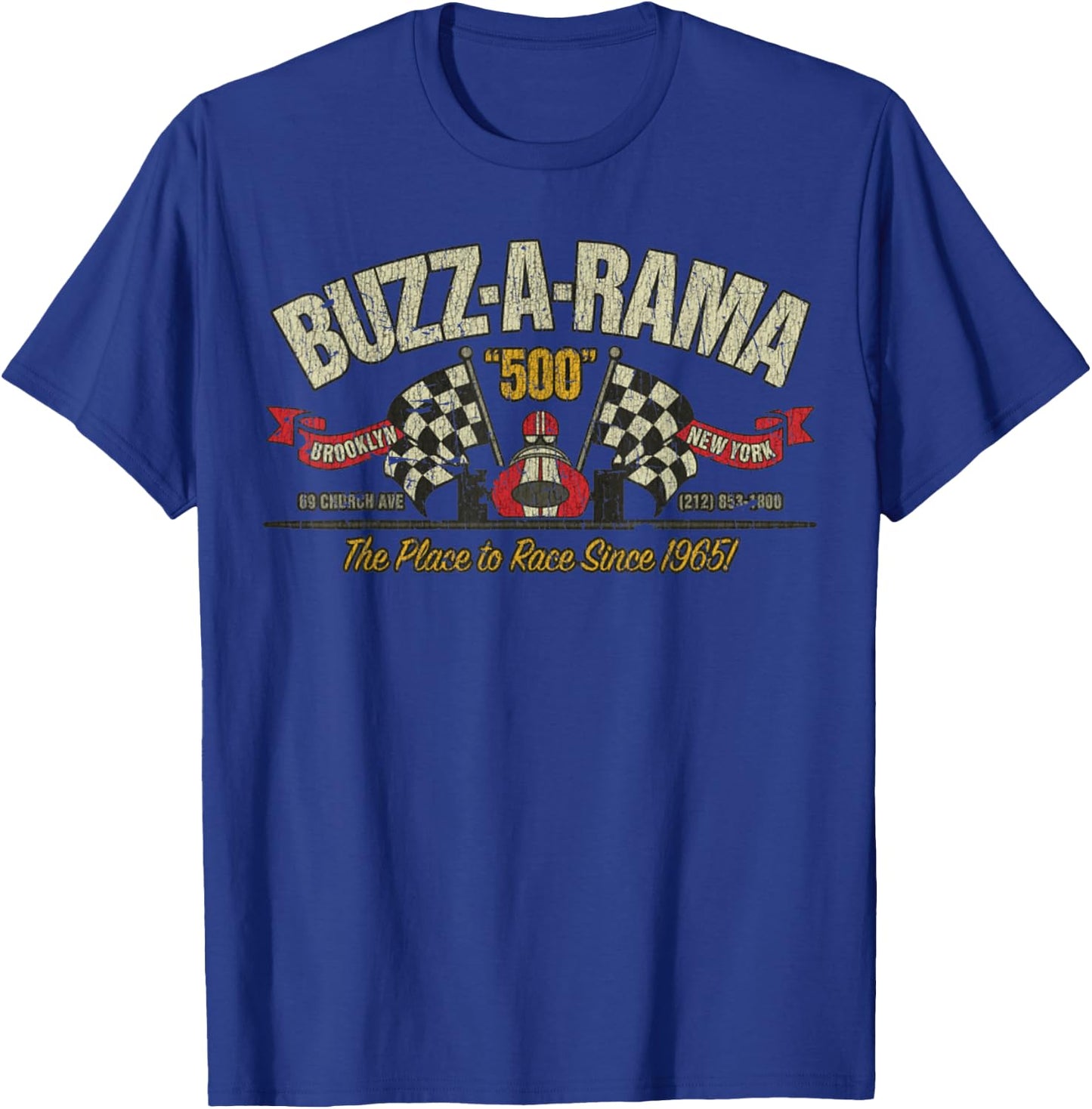 Vintage Buzz-A-Rama 1965 Retro 60s Car NYC Lover T-Shirt - T-Shirt | Royal