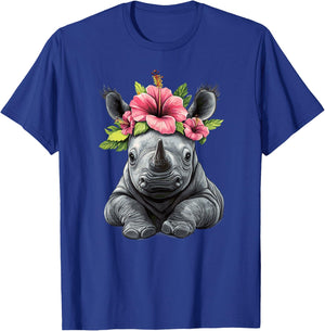 Adorable Baby Rhino With Flower Crown T-Shirt - T-Shirt | Royal