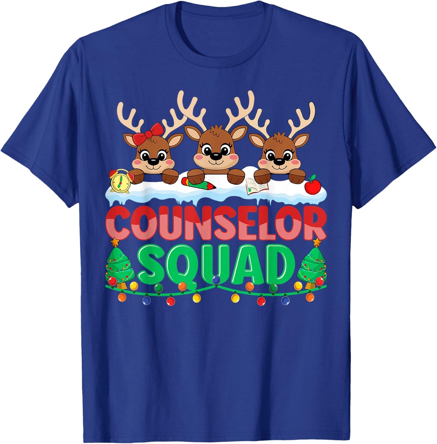 Counselor Squad Reindeer Xmas School Counselor Christmas T-Shirt - T-Shirt | Royal