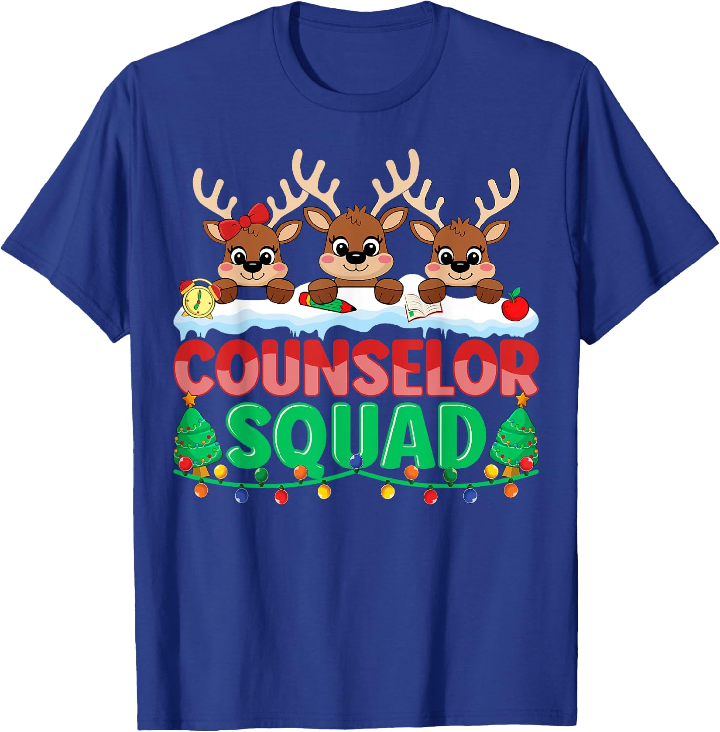 Counselor Squad Reindeer Xmas School Counselor Christmas T-Shirt - T-Shirt | Royal