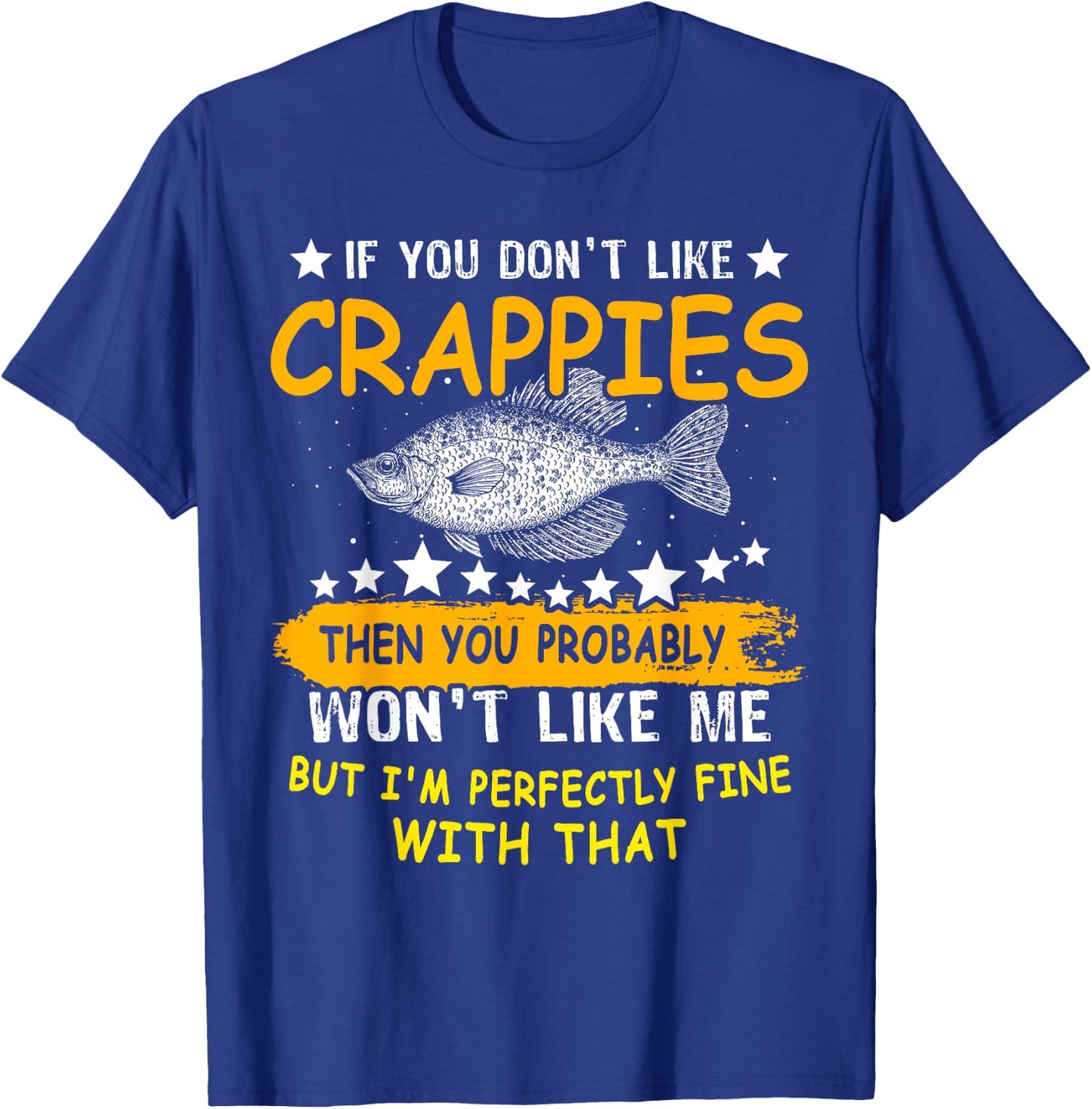 Funny Crappie Fishing Men Crappie Fisherman Black Fish T-Shirt - T-Shirt | Royal