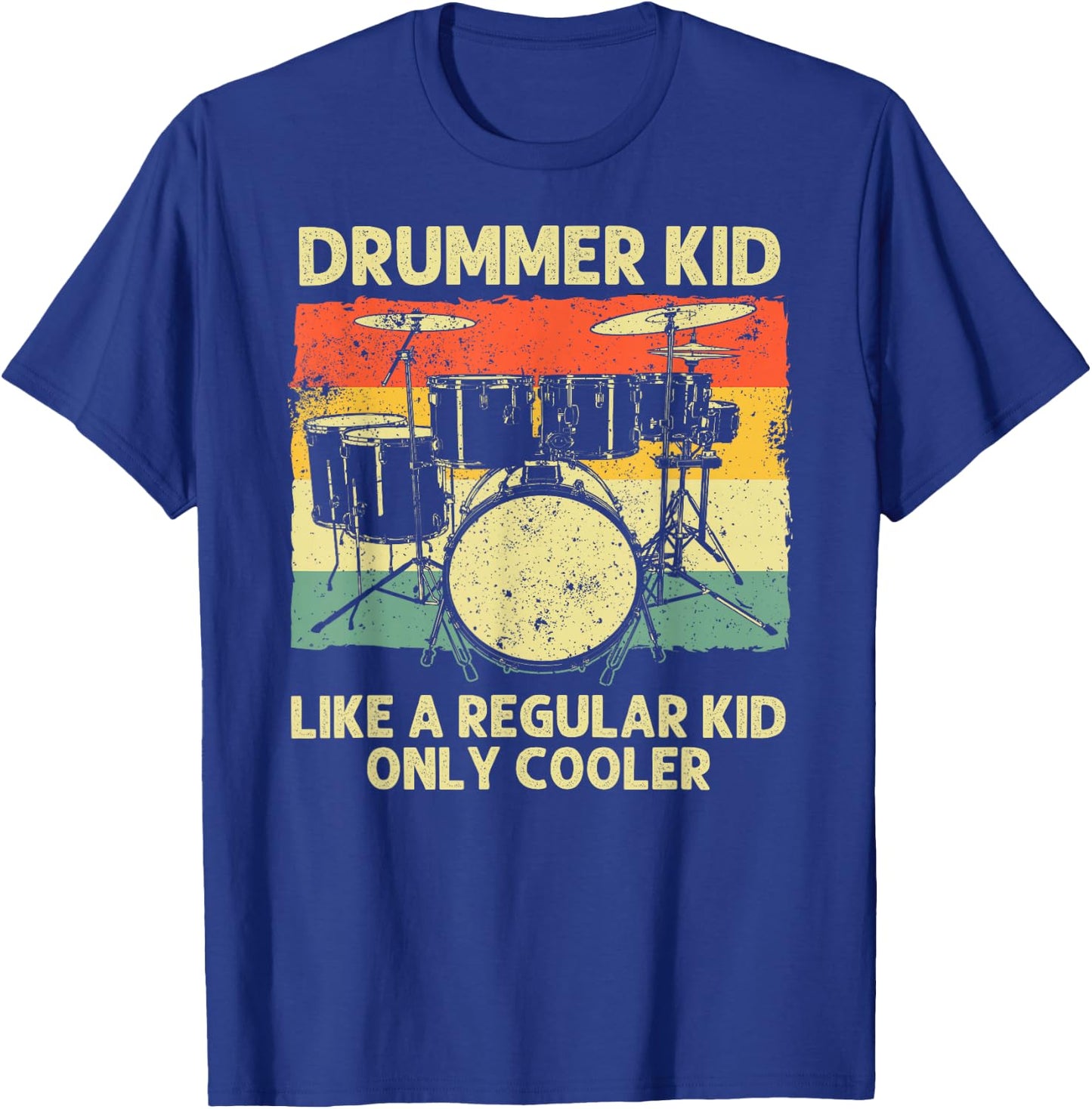 Drumming Art For Boys Girls Kids Drumline Drum Set Drummer T-Shirt - T-Shirt | Royal