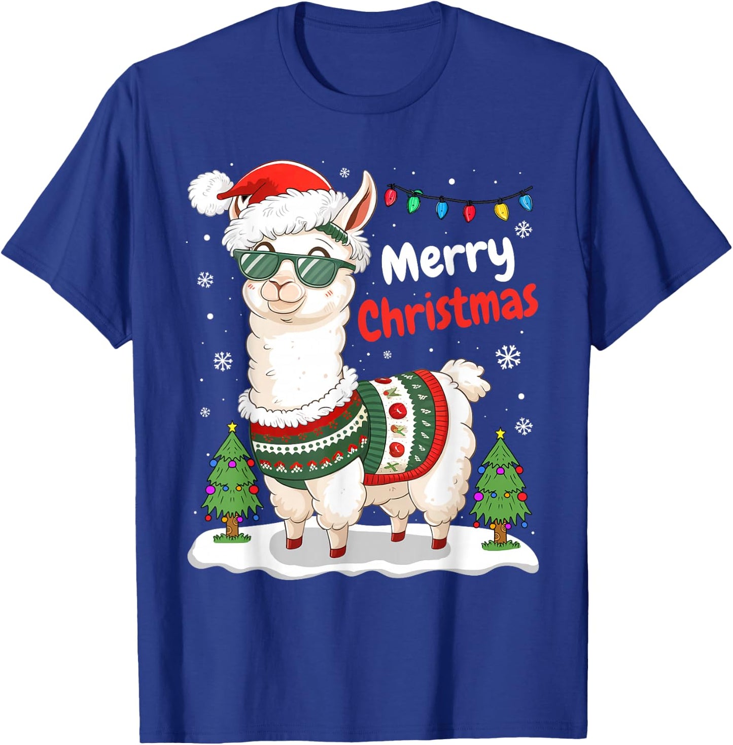 Merry Christmas Cute Llama Lover Funny Xmas Family Pajamas T-Shirt - T-Shirt | Royal