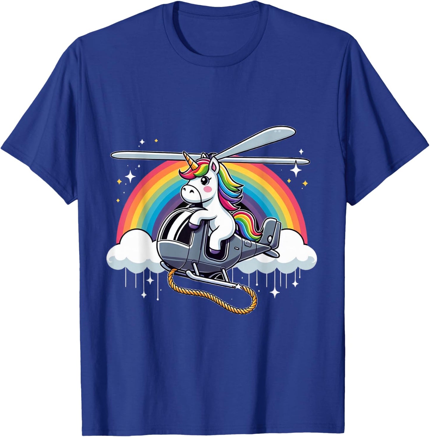 Unicorn Riding Helicopter T-Shirt - T-Shirt | Royal