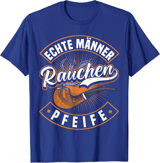 Men's Pipe, Smoker, Real Men Smoking Pipe, Pipe Smoker T-Shirt - T-Shirt | Royal