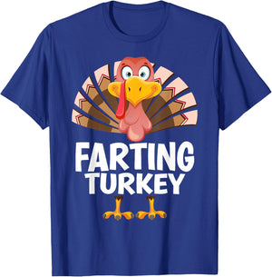Thanksgiving Farting Turkey Matching Pajama T-Shirt - T-Shirt | Royal