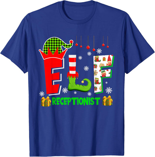 Elf Receptionist Christmas Costume Matching Elf Lover Family T-Shirt - T-Shirt | Royal