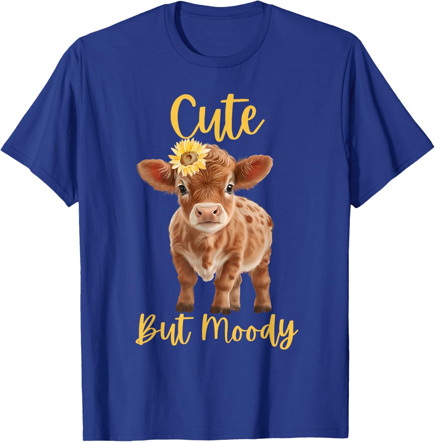Cute Cow-Moody Cow Lovers Farm Cowgirl Baby Cow an Sunflower T-Shirt - T-Shirt | Royal