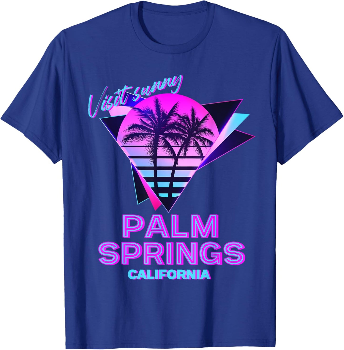 Palm Springs California 80s Retro Palm Tree Aesthetic Vibe T-Shirt - T-Shirt | Royal