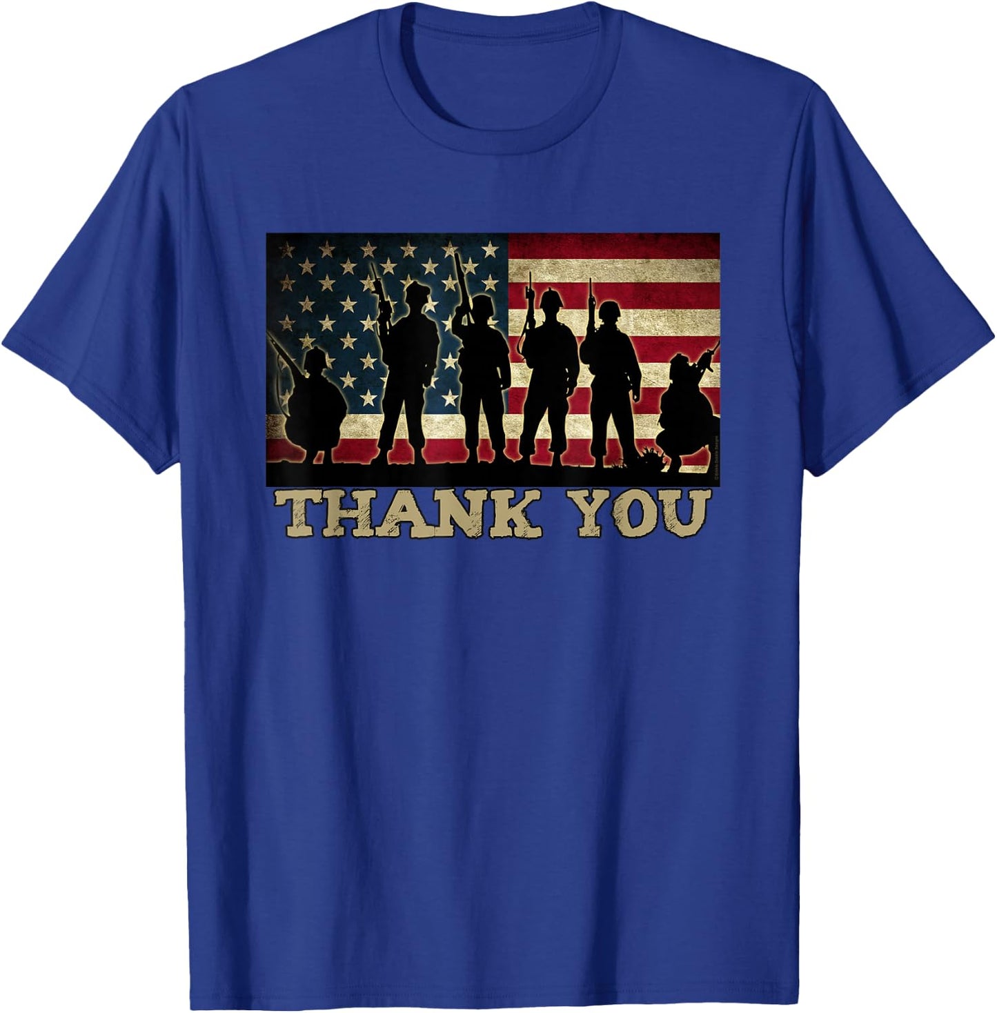 Patriotic Thank You Soldiers Veterans American Flag Military T-Shirt - T-Shirt | Royal