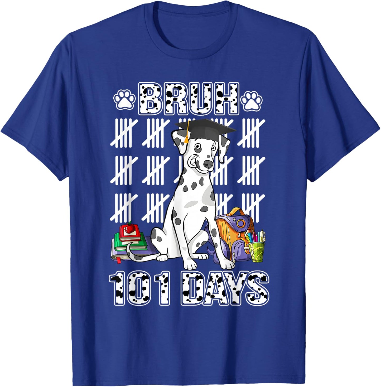 Bruh 100 Days Of School Dalmatian Dog Dabbing 100th Day Boys T-Shirt - T-Shirt | Royal