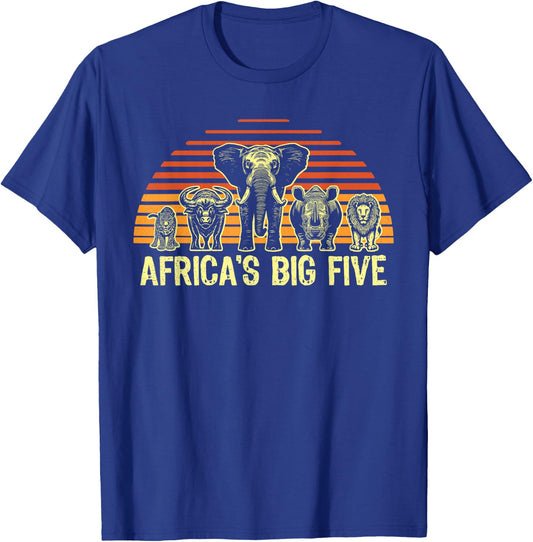 Big Five African Animals Elephant Rhino Buffalo Lion Leopard T-Shirt - T-Shirt | Royal
